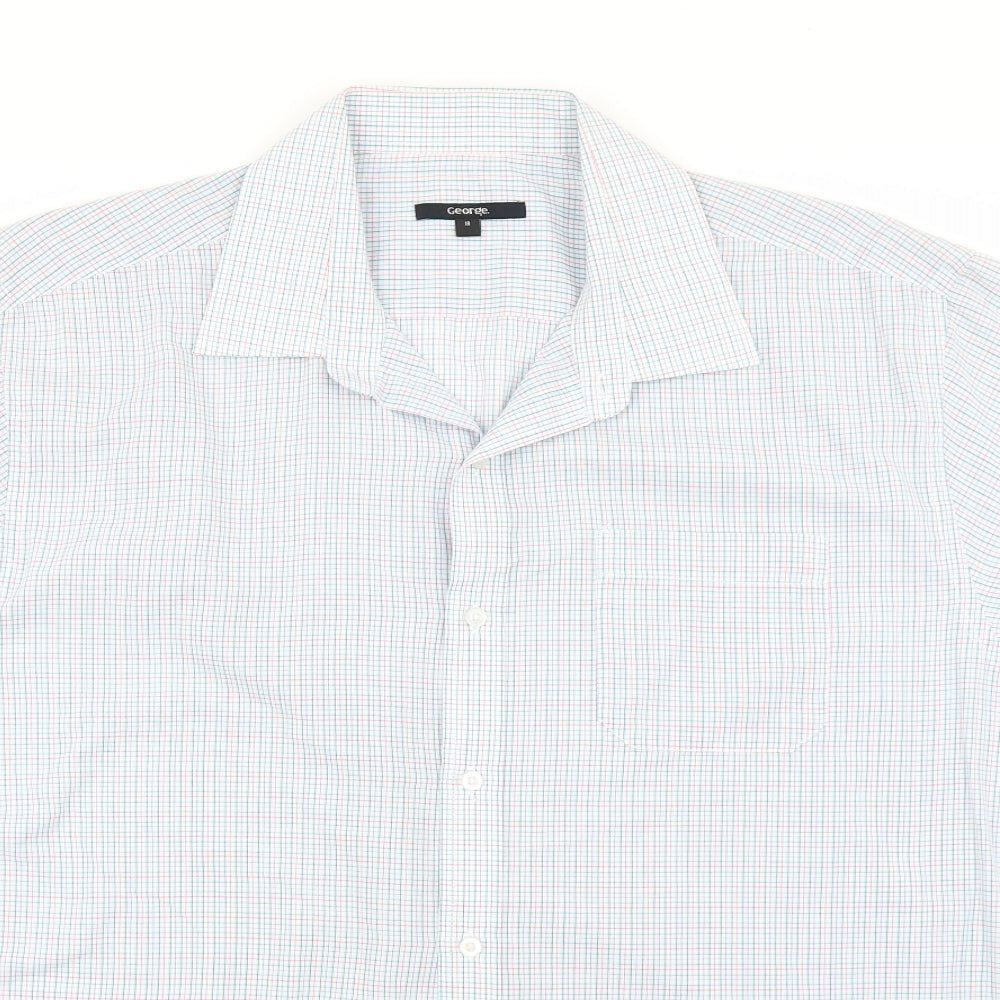 George Womens Blue Check  Basic Button-Up Size 18