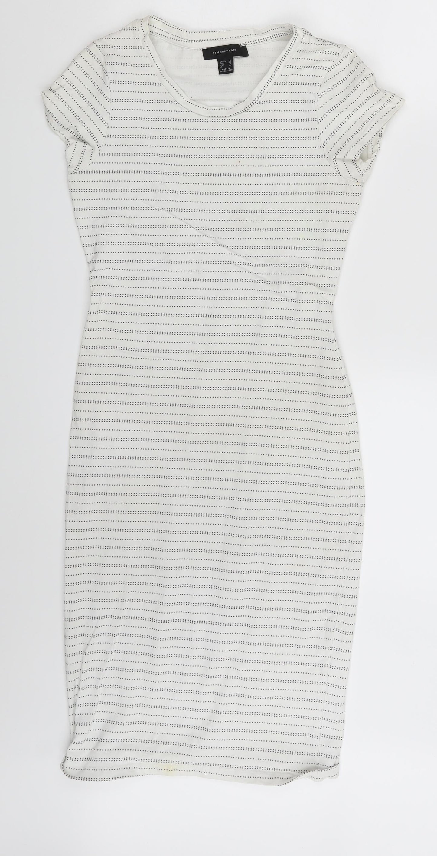 Atmosphere Womens White Polka Dot  Fit & Flare  Size 8