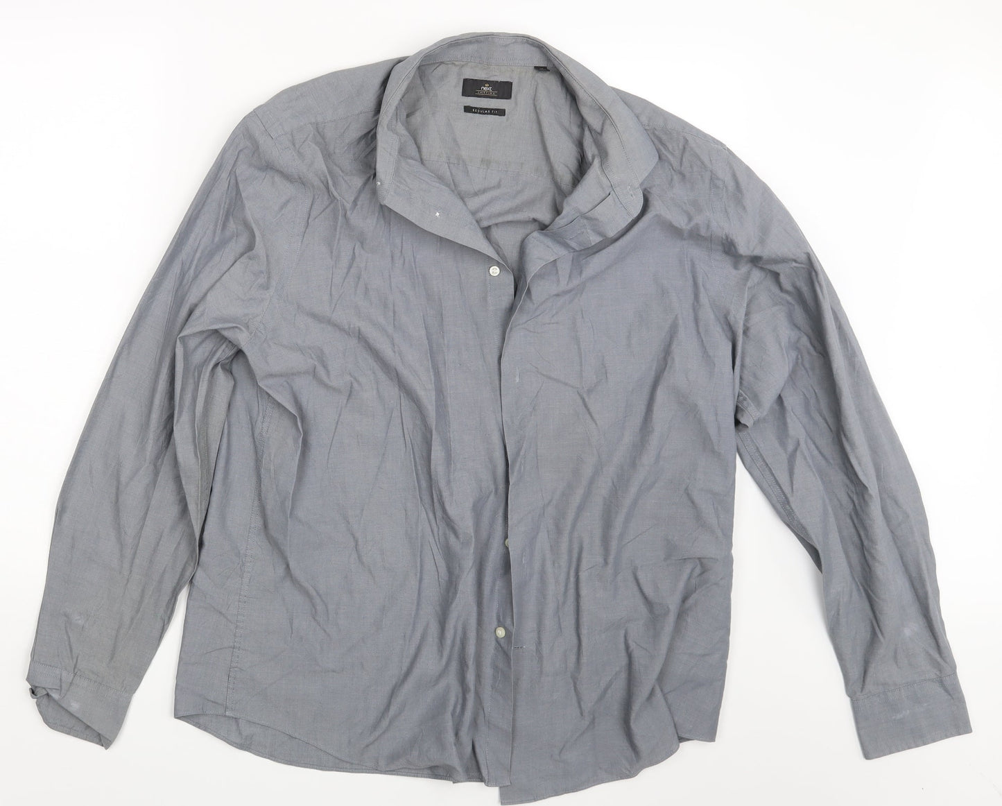 Mens UK Size L NEXT Grey  Button-Up Long Sleeve Casual Shirt