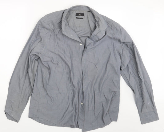 Mens UK Size L NEXT Grey  Button-Up Long Sleeve Casual Shirt