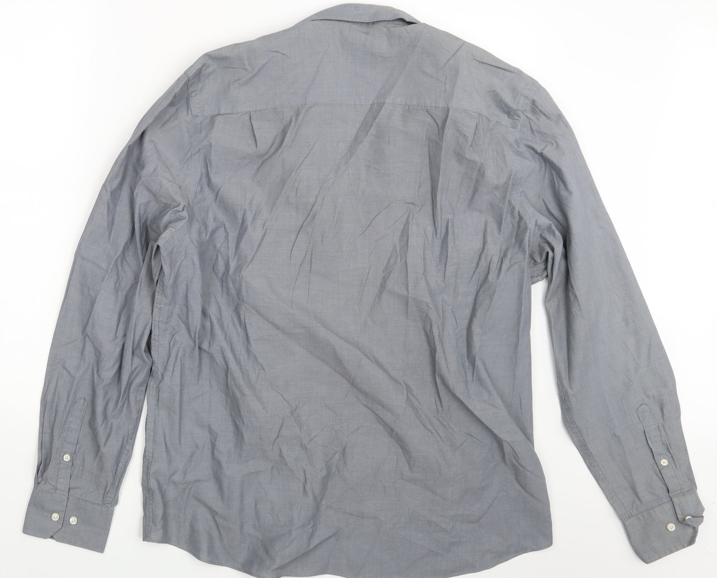 Mens UK Size L NEXT Grey  Button-Up Long Sleeve Casual Shirt