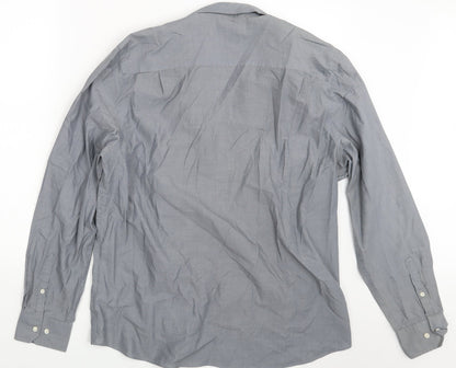 Mens UK Size L NEXT Grey  Button-Up Long Sleeve Casual Shirt