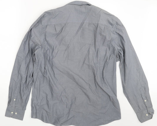 Mens UK Size L NEXT Grey  Button-Up Long Sleeve Casual Shirt