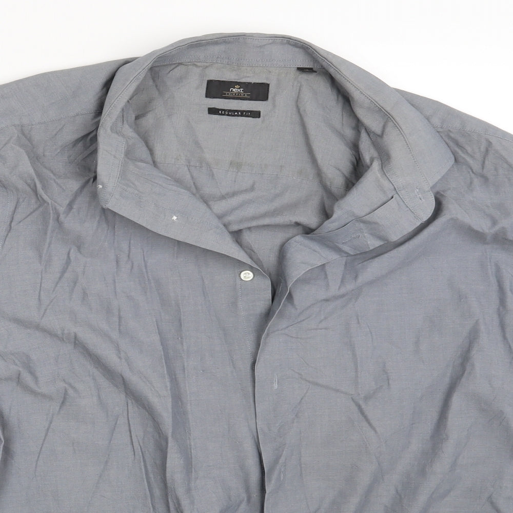 Mens UK Size L NEXT Grey  Button-Up Long Sleeve Casual Shirt