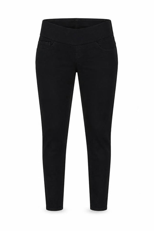 Front view of ASOS women’s black denim jegging jeans, size UK 6, 25-inch leg