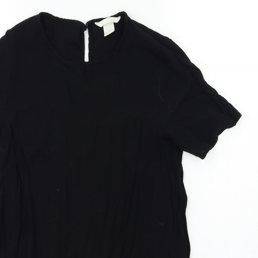 Womens UK Size 8 H&M Black Basic T-Shirt