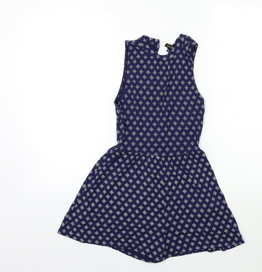 H&M Womens Blue Geometric  Playsuit One-Piece Size 6