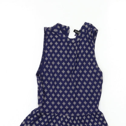H&M Womens Blue Geometric  Playsuit One-Piece Size 6