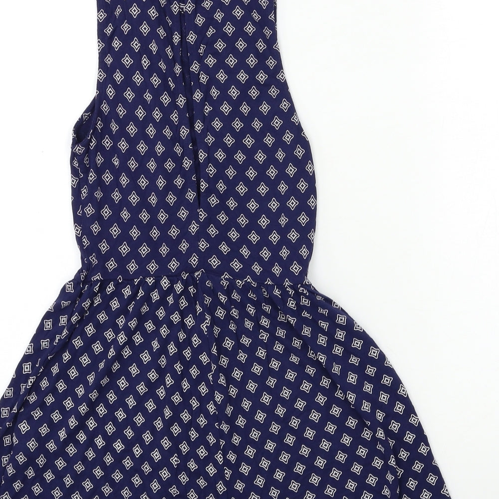 H&M Womens Blue Geometric  Playsuit One-Piece Size 6