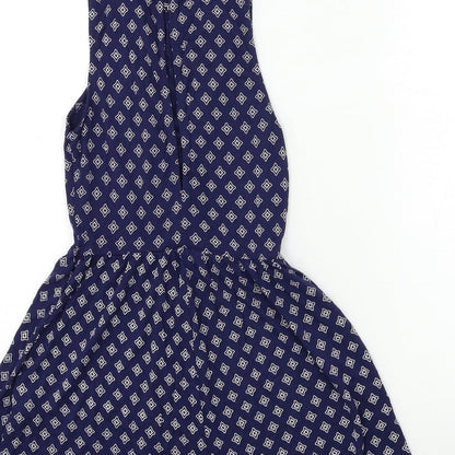 H&M Womens Blue Geometric  Playsuit One-Piece Size 6