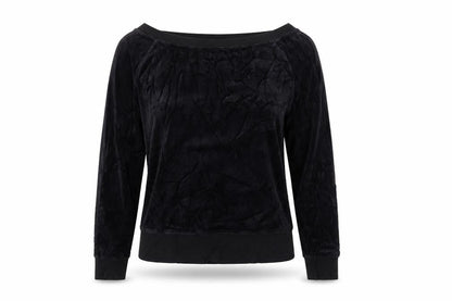 Remain Womens Black  Velour Pullover Sweatshirt Size S