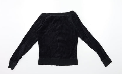 Remain Womens Black  Velour Pullover Sweatshirt Size S