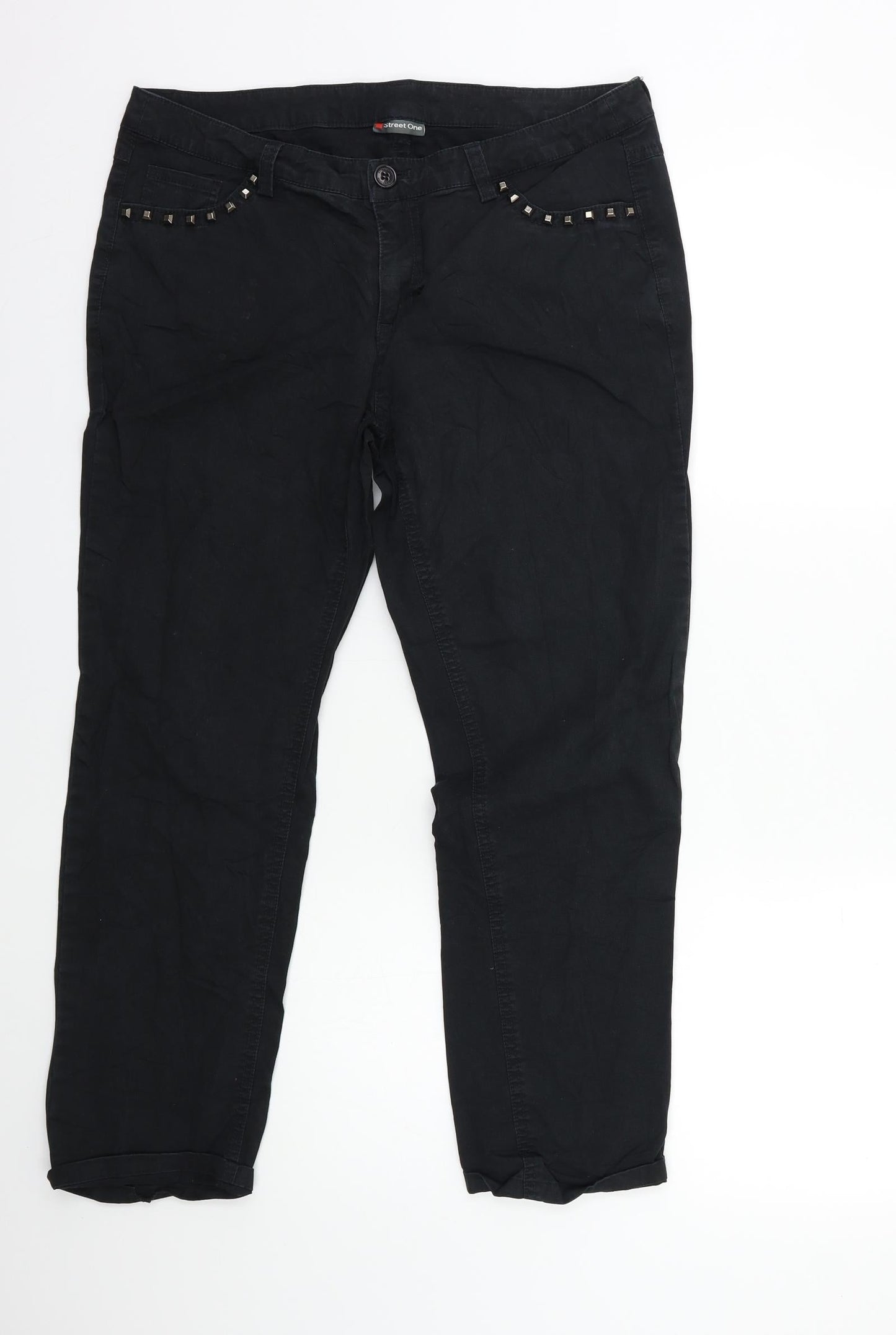 Womens UK Size 34 in Street One Regular Fit Straight Black Jeans