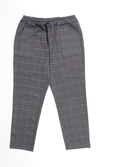 ROMWE Womens Blue Check  Trousers  Size XL L27 in