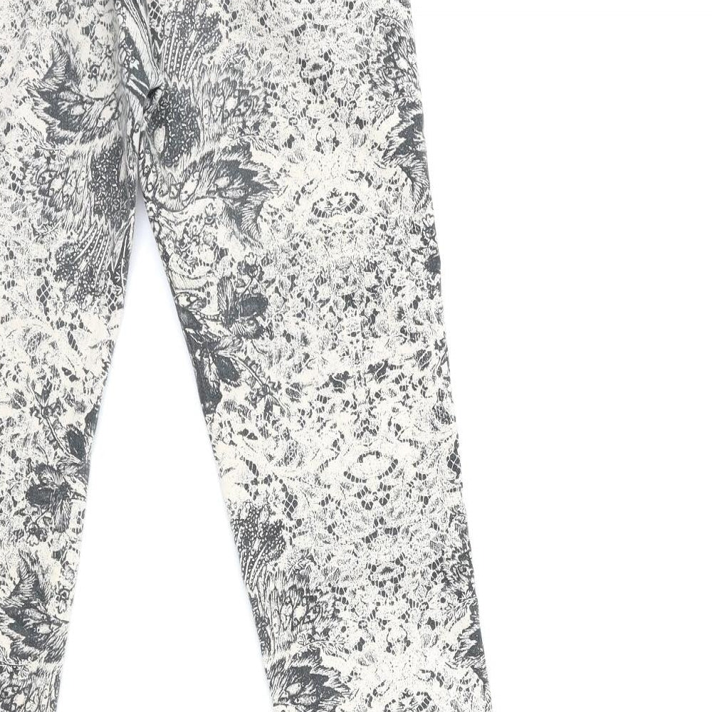 Preworn Womens Beige Floral  Trousers  Size 26 in L29 in