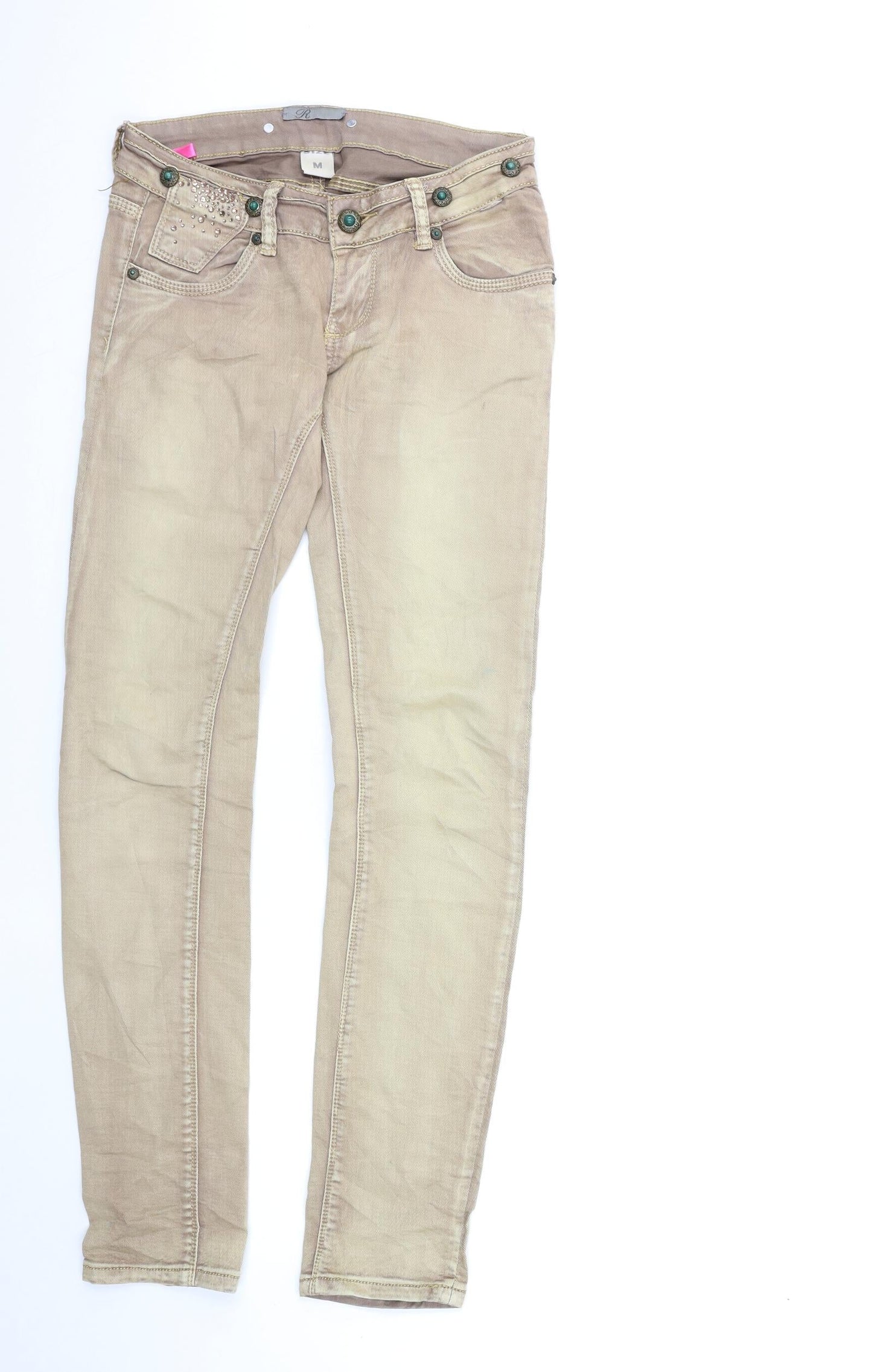 Womens UK Size M Preworn Regular Fit Skinny Beige Jeans