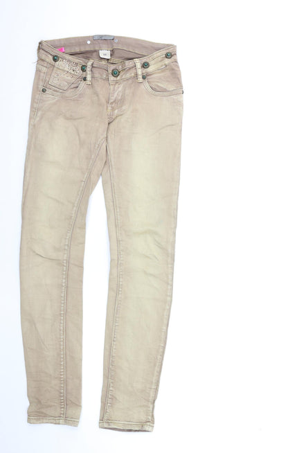Womens UK Size M Preworn Regular Fit Skinny Beige Jeans