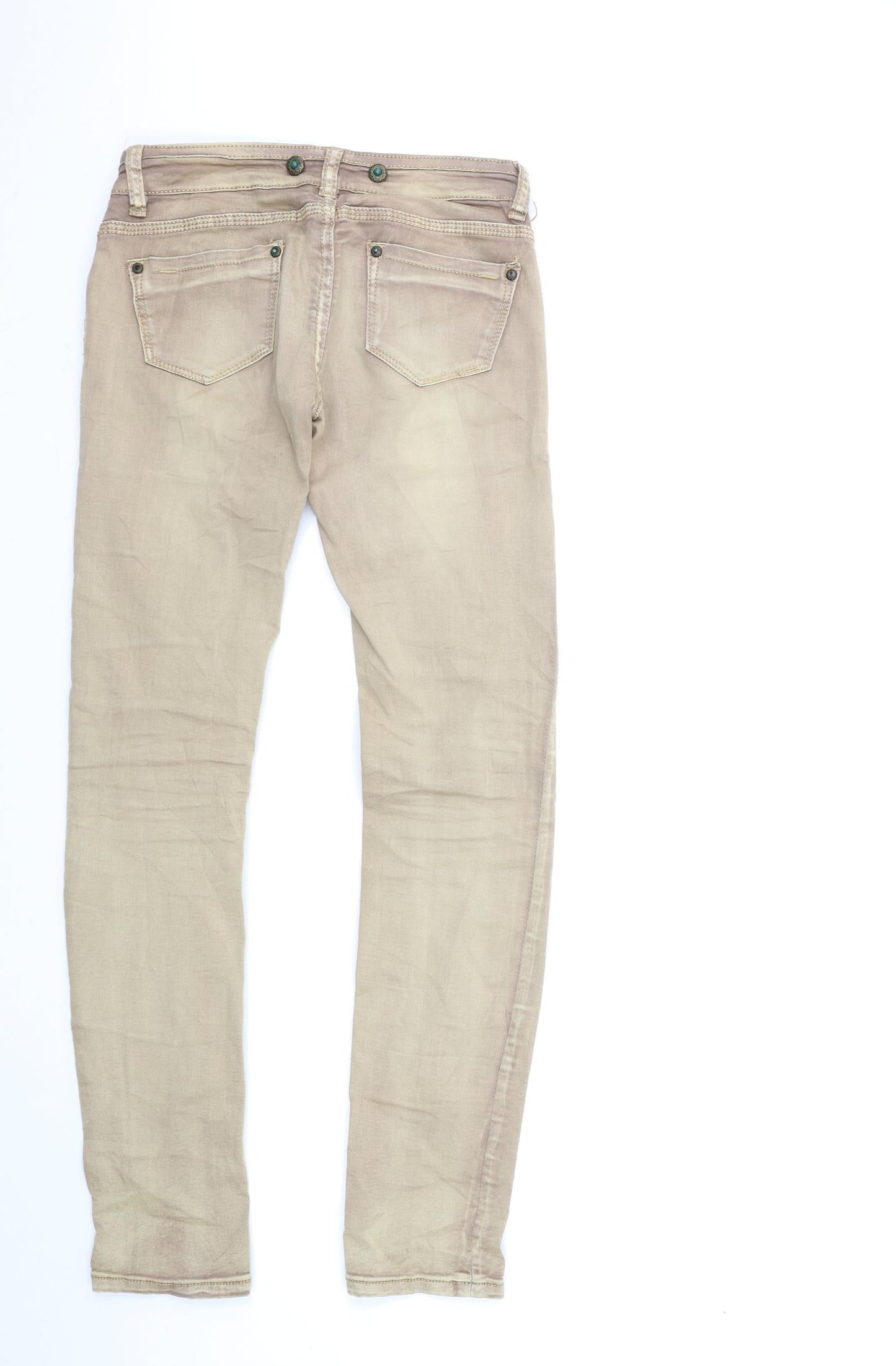 Womens UK Size M Preworn Regular Fit Skinny Beige Jeans