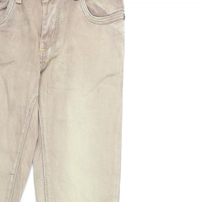 Womens UK Size M Preworn Regular Fit Skinny Beige Jeans