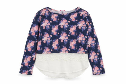 Front view of YD girls’ multicoloured floral basic t-shirt, size 10-11, years