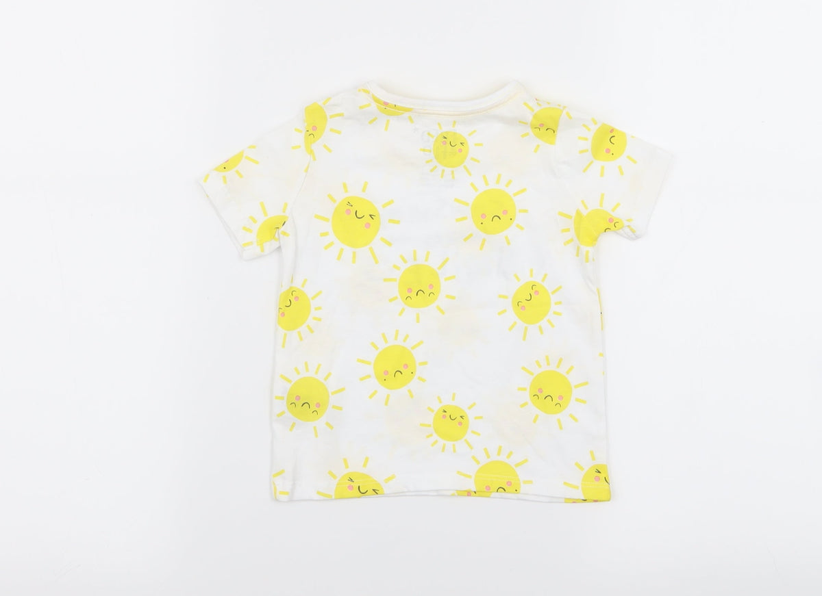 Back view of F&F boys’ white basic t-shirt, size 9-12, months - sun print