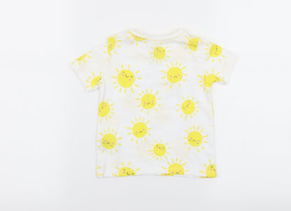 Back view of F&F boys’ white basic t-shirt, size 9-12, months - sun print