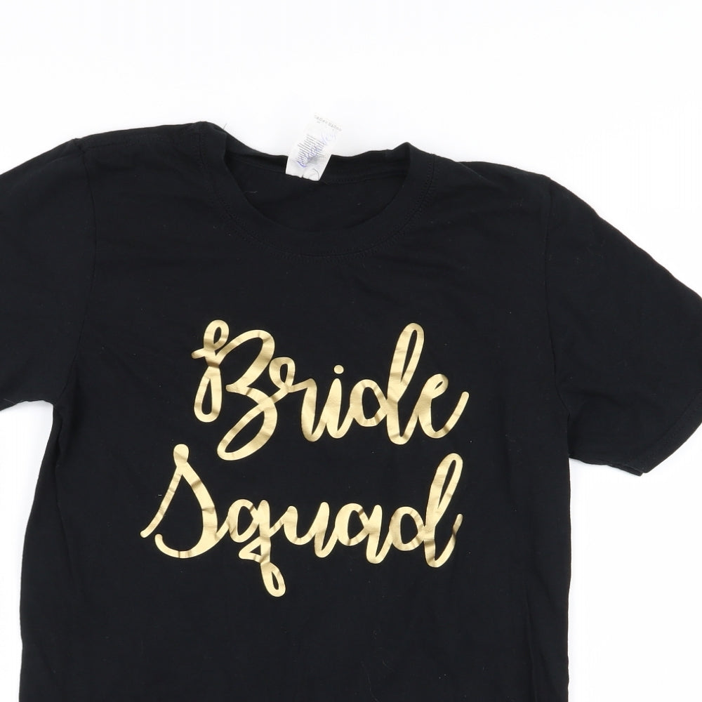 Womens UK Size S Gildan Black Basic T-Shirt