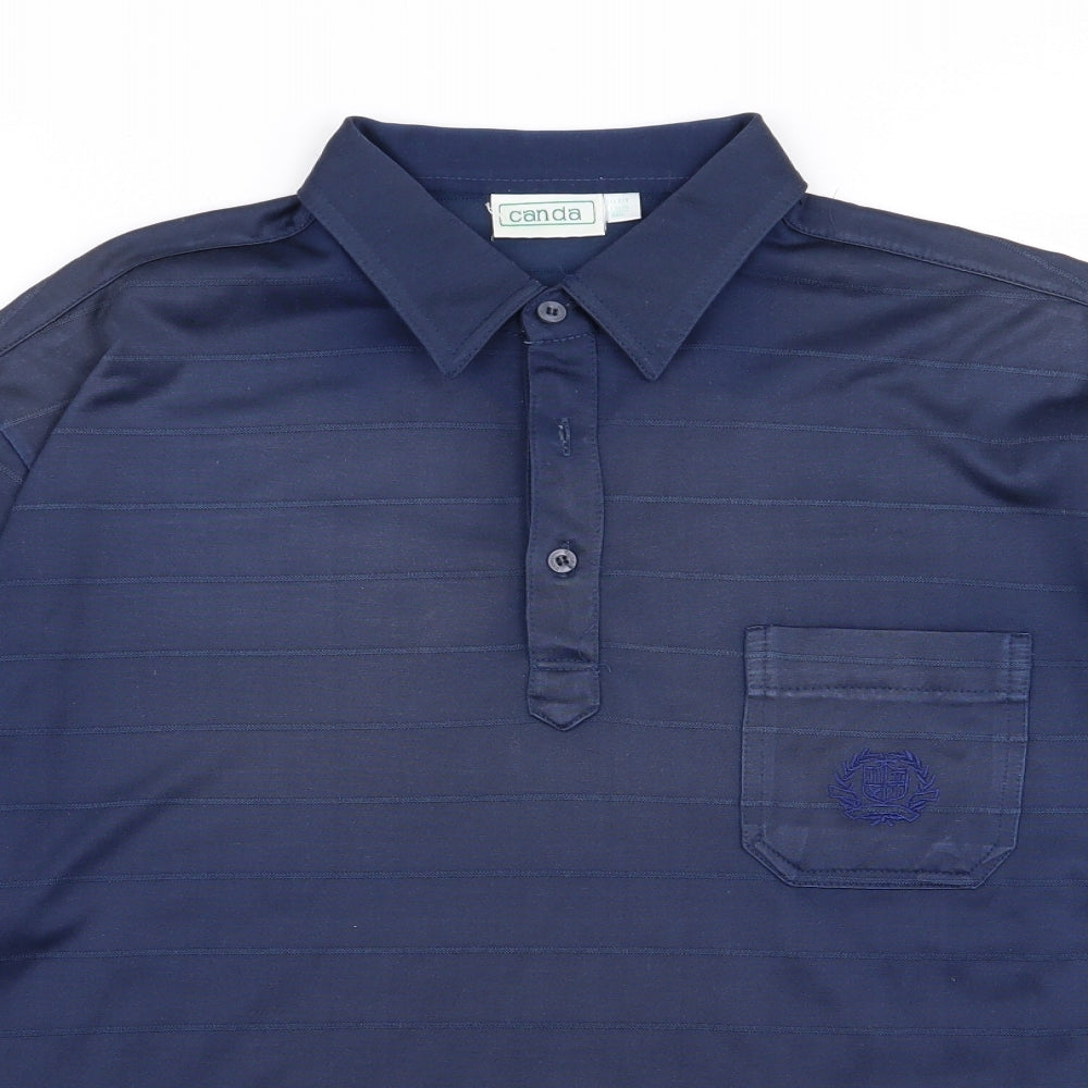 canda Mens Blue Striped   Polo Size S