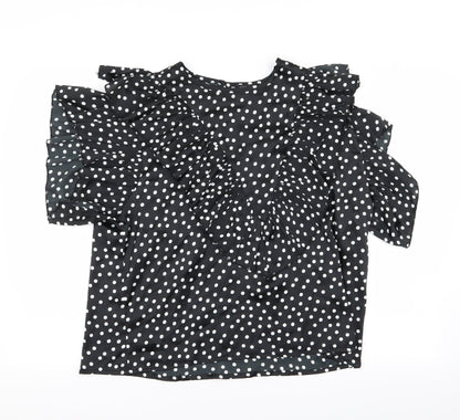 I SAW IT FIRST Womens Black Polka Dot  Basic Blouse Size 14