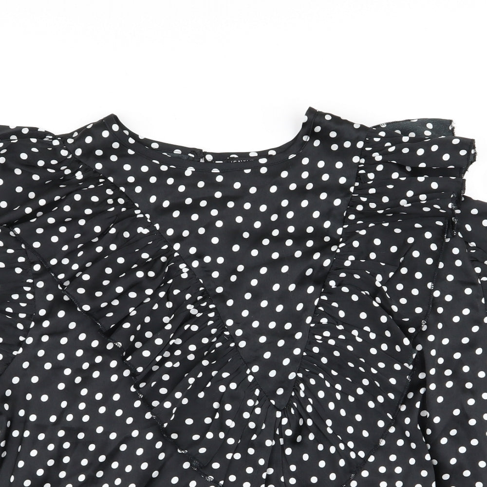 I SAW IT FIRST Womens Black Polka Dot  Basic Blouse Size 14