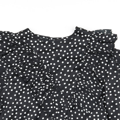 I SAW IT FIRST Womens Black Polka Dot  Basic Blouse Size 14