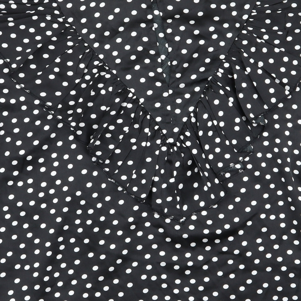 I SAW IT FIRST Womens Black Polka Dot  Basic Blouse Size 14