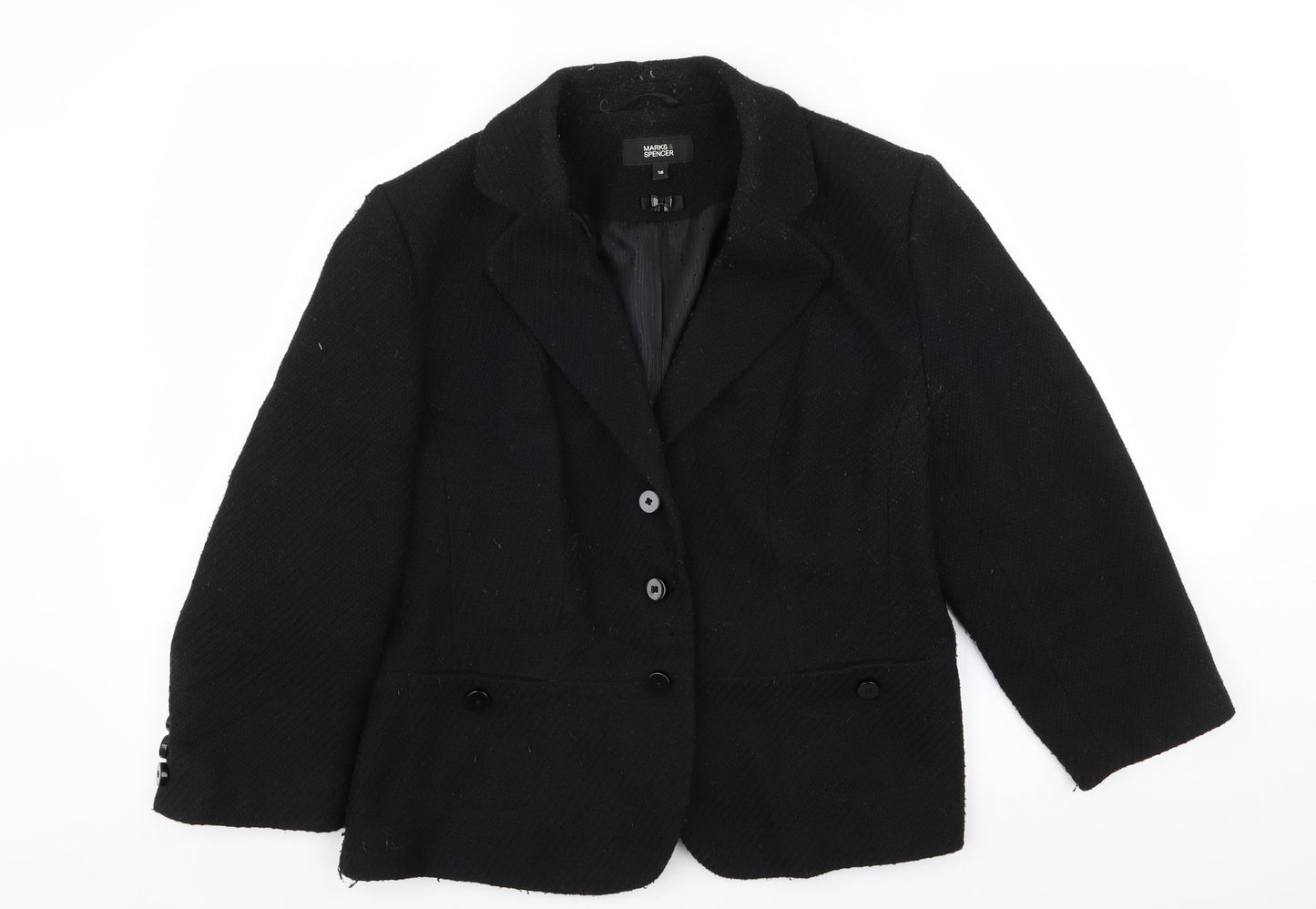 M&S Womens Black   Jacket Blazer Size 16