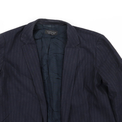 Topshop Womens Blue Striped  Jacket Blazer Size 8