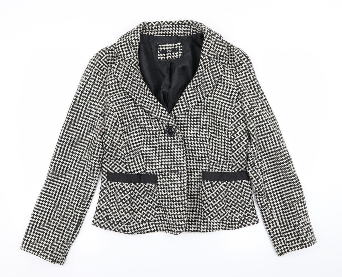 yera Womens Multicoloured Houndstooth  Jacket Blazer Size 12