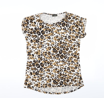 originals Womens Multicoloured Animal Print  Basic T-Shirt Size 10