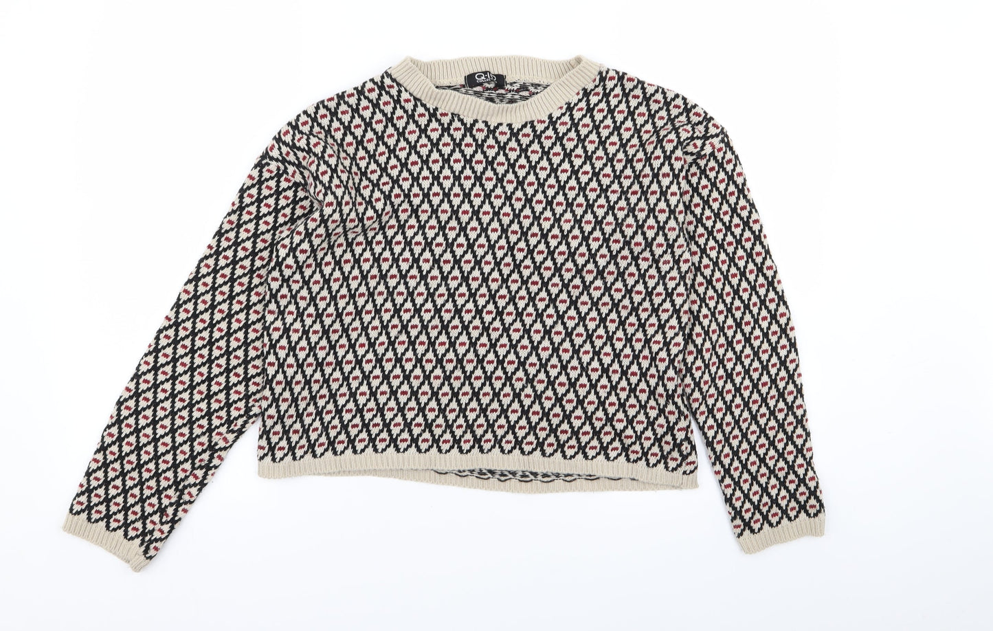 Q-10 Womens Multicoloured Geometric  Pullover Jumper Size M