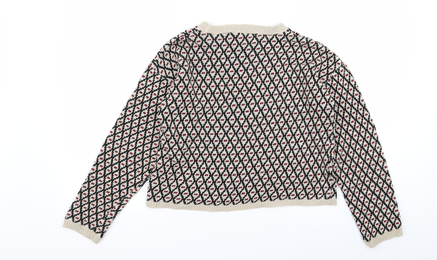 Q-10 Womens Multicoloured Geometric  Pullover Jumper Size M