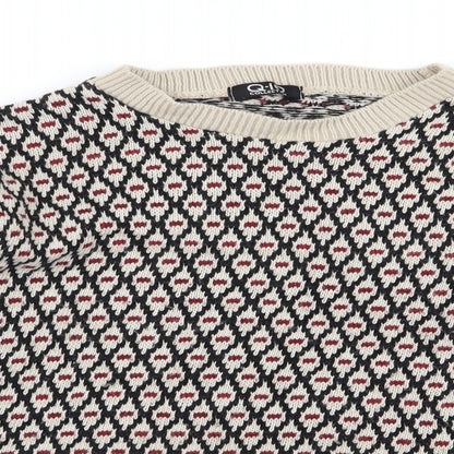 Q-10 Womens Multicoloured Geometric  Pullover Jumper Size M