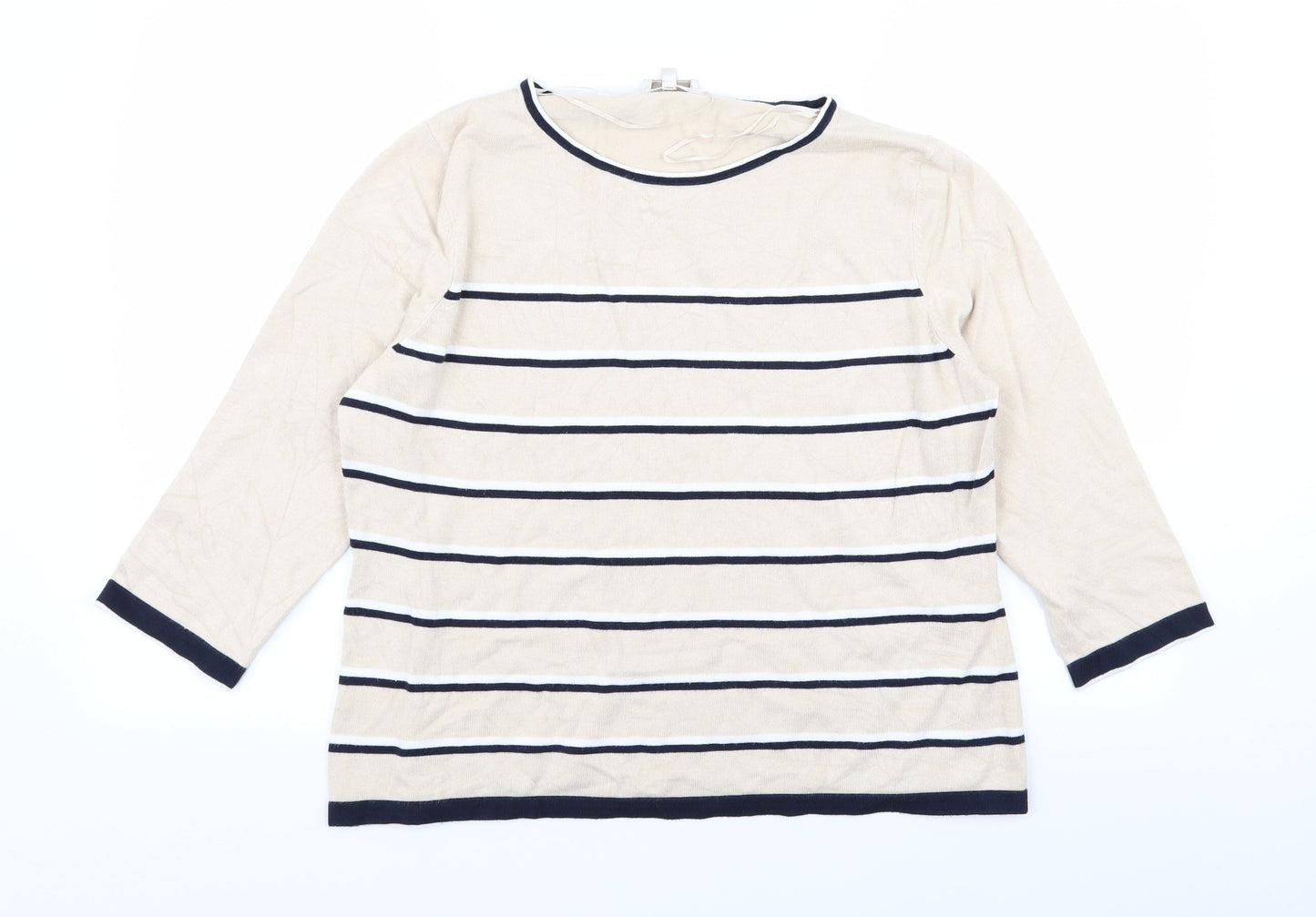 CC Womens Beige Striped  Basic T-Shirt Size XL