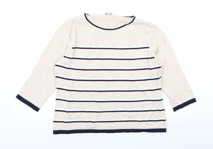 CC Womens Beige Striped  Basic T-Shirt Size XL