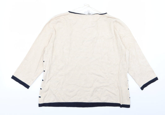 CC Womens Beige Striped  Basic T-Shirt Size XL