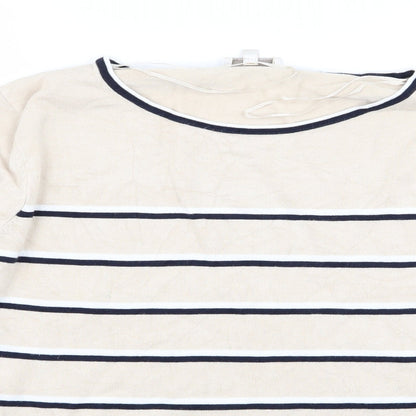 CC Womens Beige Striped  Basic T-Shirt Size XL