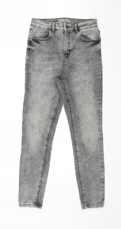 Denim & Co. Womens Grey  Denim Skinny Jeans Size 10 L25 in - Acid Wash