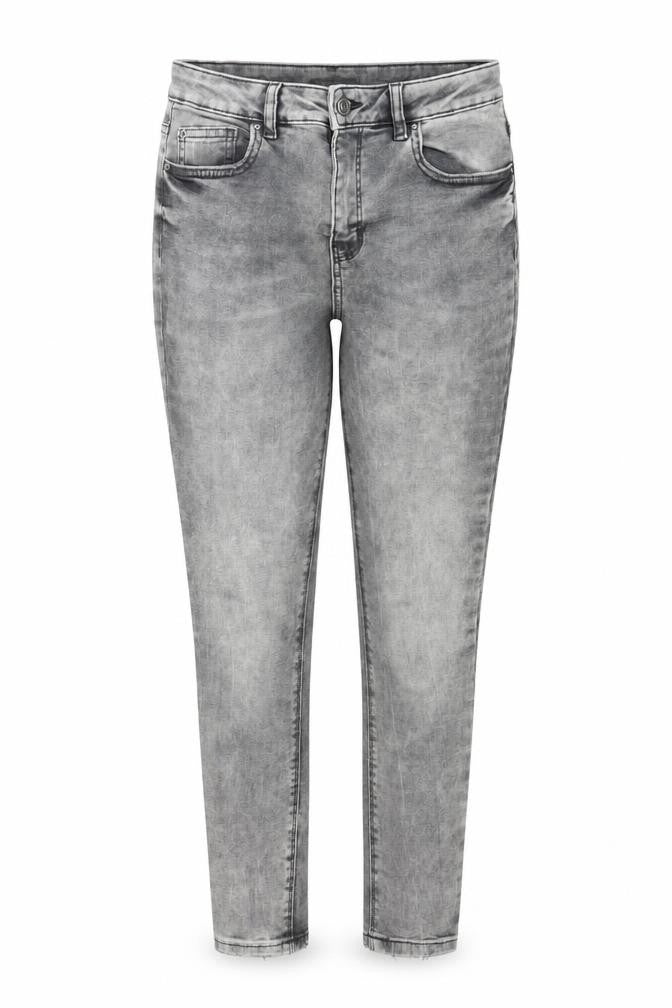 Front view of Denim & Co. women’s grey denim skinny jeans, size UK 10, 25-inch leg - acid wash