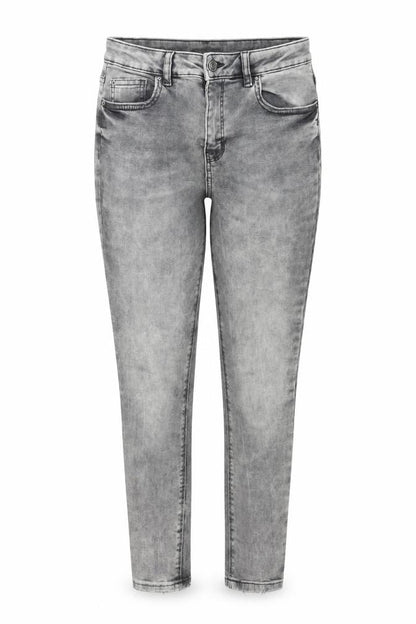Front view of Denim & Co. women’s grey denim skinny jeans, size UK 10, 25-inch leg - acid wash