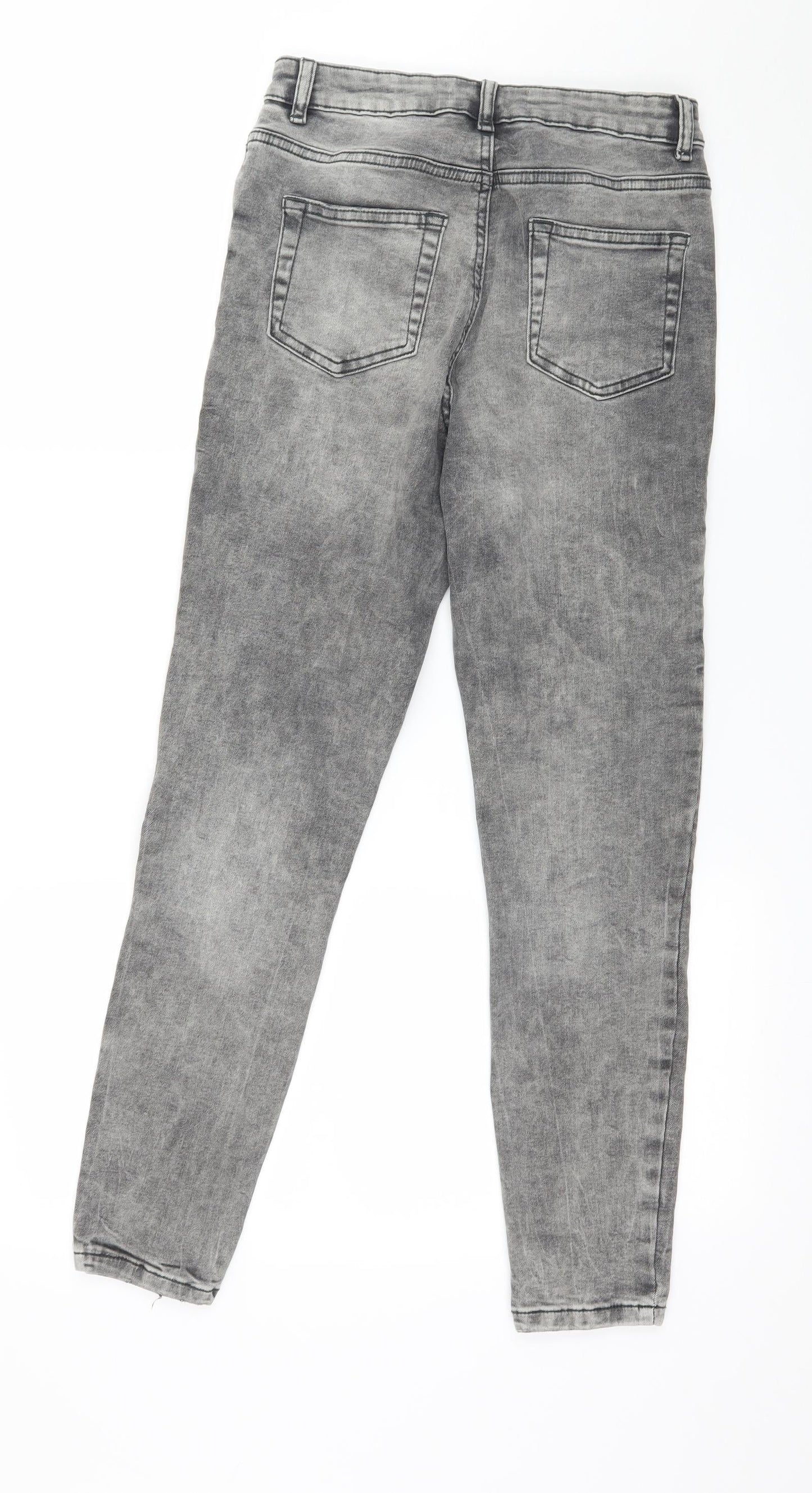 Denim & Co. Womens Grey  Denim Skinny Jeans Size 10 L25 in - Acid Wash