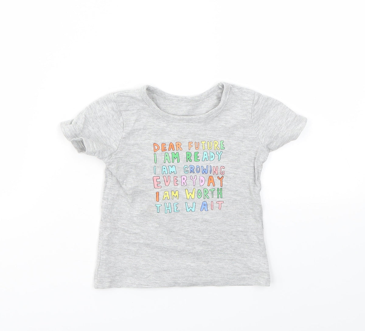 Front view of George boys’ grey basic t-shirt, size 9-12, months