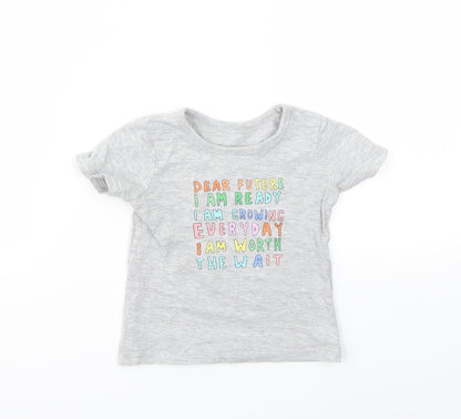 Front view of George boys’ grey basic t-shirt, size 9-12, months