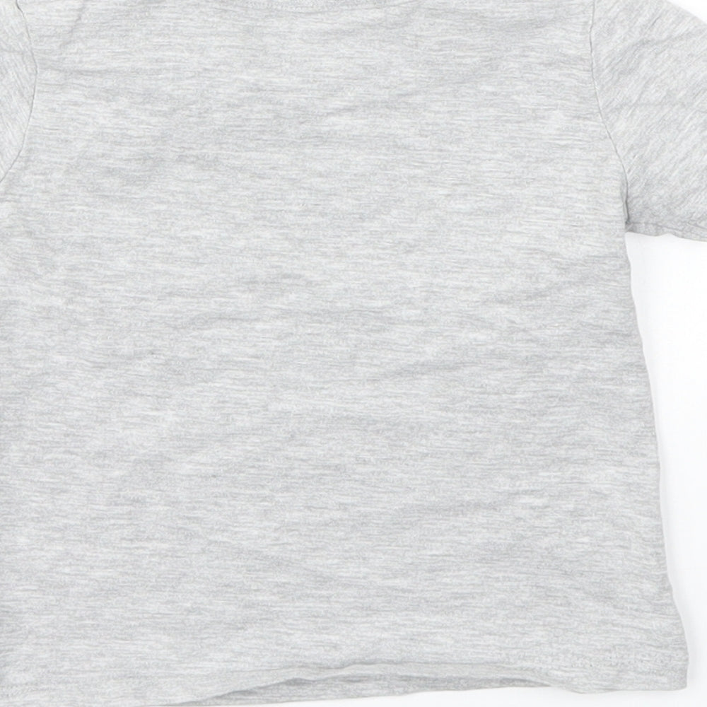Brand and care label for George boys’ grey basic t-shirt, size 9-12, months